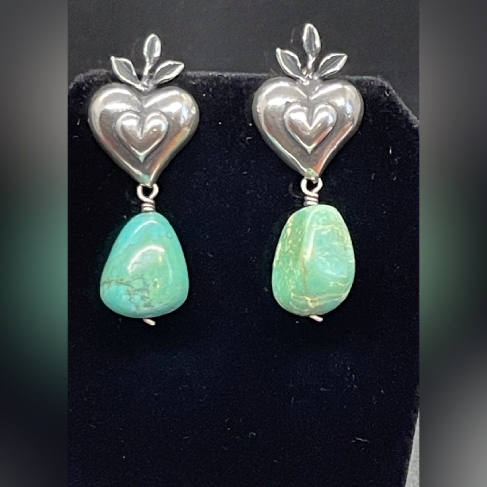 Sterling silver artisan made turquoise earrings